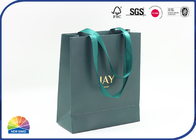 Ribbon Handle 210gsm Copper Paper Shopping Bags Customized Logo Print