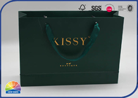 350g Green Coated Shopping Paper Gift Bags Customized Logo With Silk Handle