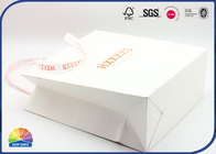 White Paper Shopping Bags With Handles Pantone Printed Inside