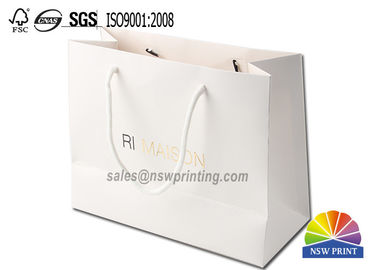 High End Custom Hot Gold Stamping Embossing Logo White Shopping Paper Bag