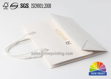 High End Custom Hot Gold Stamping Embossing Logo White Shopping Paper Bag