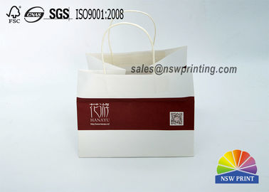 Eco - Friendly 4C Printiing 150g White Kraft Papar Bags With Twisted Paper Handle