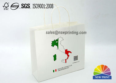 Eco - Friendly 4C Printiing 150g White Kraft Papar Bags With Twisted Paper Handle