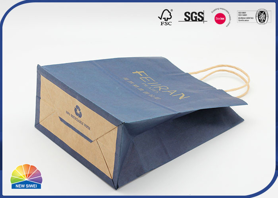 180gsm Eco Natural Kraft Paper Bags With Paper Handle Customized Logo