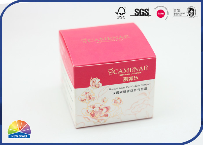 Golden Rose Logo Print Folding Carton Box Matte Pink Color For Facial Cream
