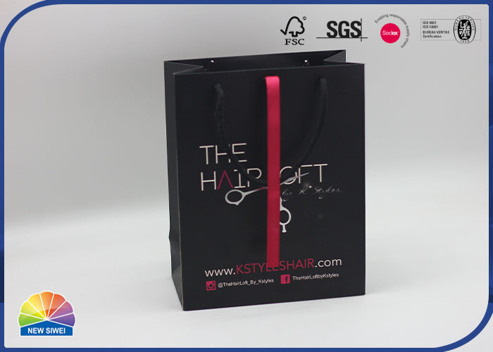 Black Custom Size Luxury Printed Logo Paper Gift Bag With Handle