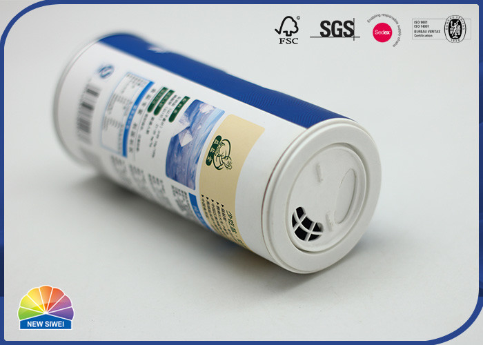 Cardboard Cylinder Packaging Composite Paper Tube With Plastic Cap Custom Color